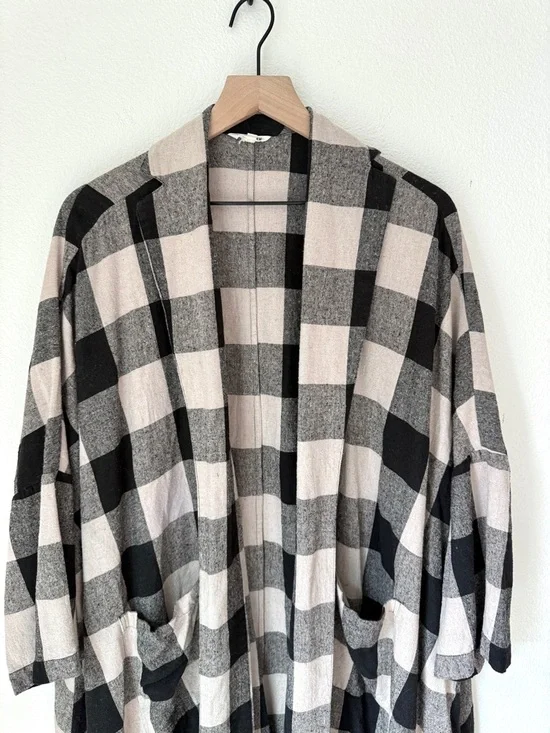 Ali Golden Buffalo Plaid raw silk duster jacket - XS/S - Picture 3 of 5